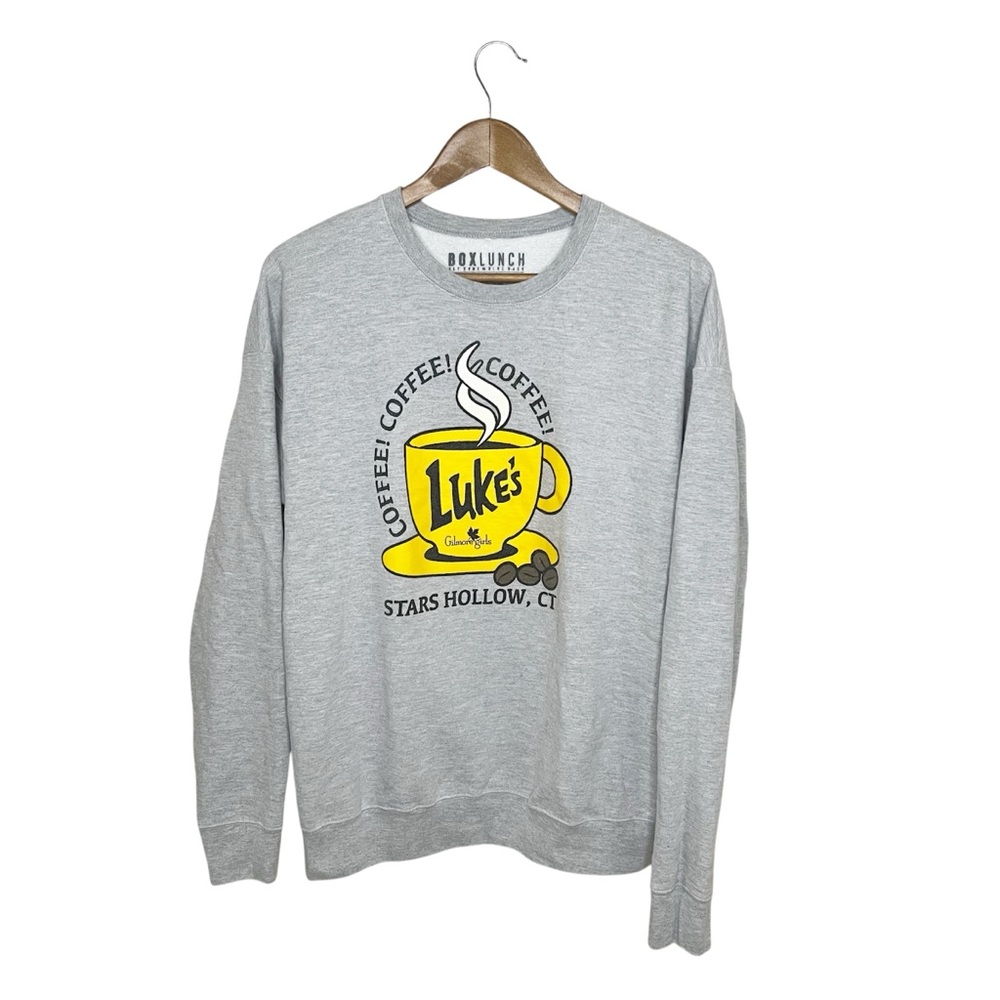 BoxLunch Gray Luke's Coffee Crew Neck Sweater Gilmore Girls L Stars Hollow
